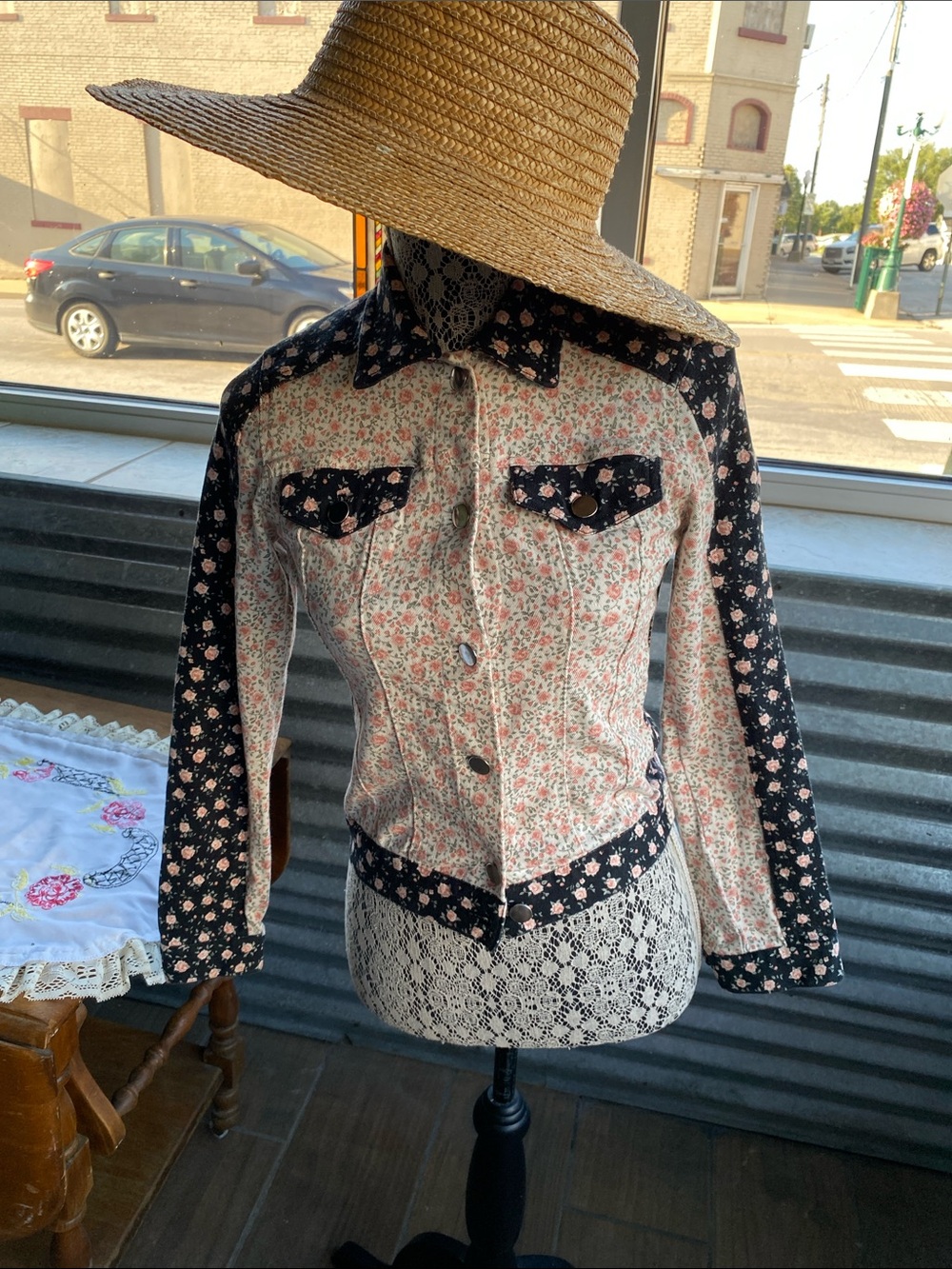 HM &Floral Patchwork Women's Jacket - Black & Cream 100% cotton coat XS